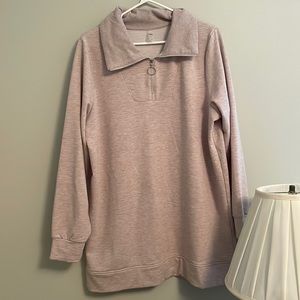 Reitmans beige oatmeal zip tunic sweater